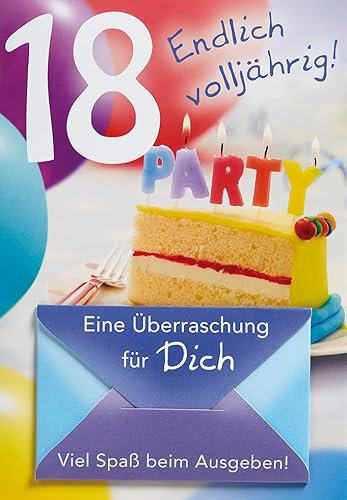 Perleberg hochwertige Geburtstagskarte der Lifestyle Collection - Karte zum 18. Geburtstag mit Umschlag - edle Geburtstagskarten in Premium-Qualität - Karte Geldgeschenk 11,6 x 16,6 cm