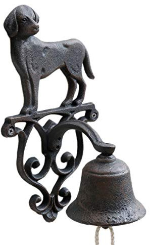 Dio Glocke Hund Wandglocke 24,5 cm Türglocke aus Gusseisen Wanddeko Türdeko Hunde