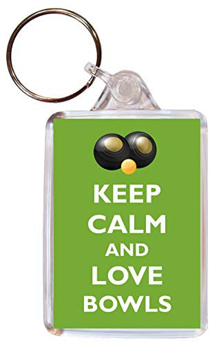 Keep Calm and Love Bowls - Double Sided Large Keyring Key Ring Fob Chain Name Tag