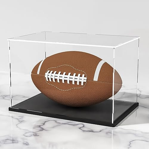 Transparente Acryl-Vitrine für Spielzeug, Sammlerstücke, zusammenbauen, Acryl-Box, staubdichter Schutz, Vitrine mit schwarzem Holz-Kunststoff-Sockel und Lampenperlen (30 x 20 x 20 cm)