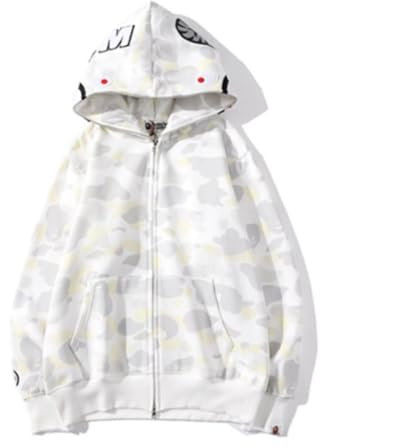 MRRTIME Bape Shark Hoodie, Bape Kapuzenpullover, Men's Jacket, Men's 3D Camouflage Shark Head Hooded Jacket, Hoodie with zipping, Street Fashion, Hoodie with zipping 01,I,L