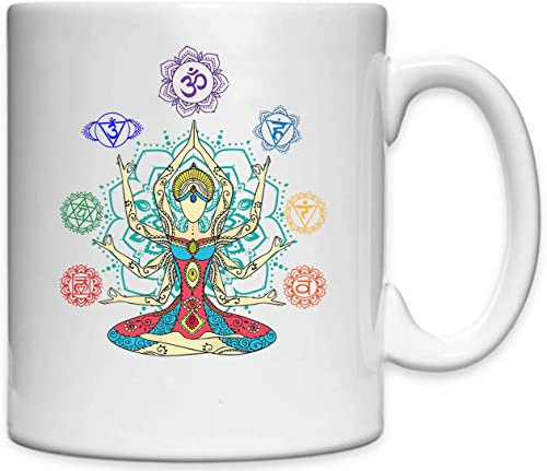 7 Chakras Yoga Meditation Art Tasse en céramique Blanche Blanc One Size