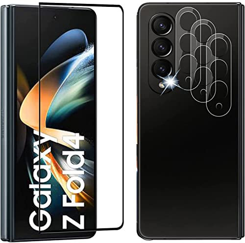 ATTUX For Screen Protector Samsung Galaxy Z fold 4[1 Tempered Glass Screen Protector and 2 pcs 3D Camera Lens Protector][Anti-Scratch][Touch Sensitive][Ultra HD] Screen Guard Saver Shield Film