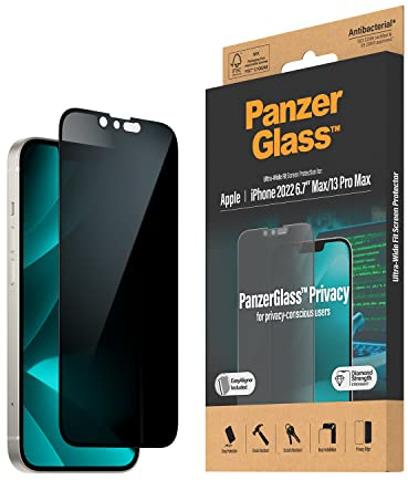 PanzerGlass für Apple iPhone 14 Plus / 13 Pro Max Privacy Antibakteriell Schutzglas Hart Glas Case, Transparent