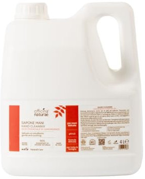Officina Naturae | Ricarica Sapone Liquido Mani Natu, Delicato ed Emolliente, Note Agrumate, 4L
