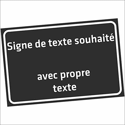 INDIGOS UG - Panneau - TEXTE SOUHAITÉ - noir - Alu-Dibond 8 tailles - personnalisé avec texte - écriture - pour garage, hôtel, parking, école, carport, entreprise - individuellement