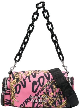 VERSACE JEANS COUTURE Schultertasche, Umhängetasche, Multipocket Bag Nylon, Schwarz-Pink