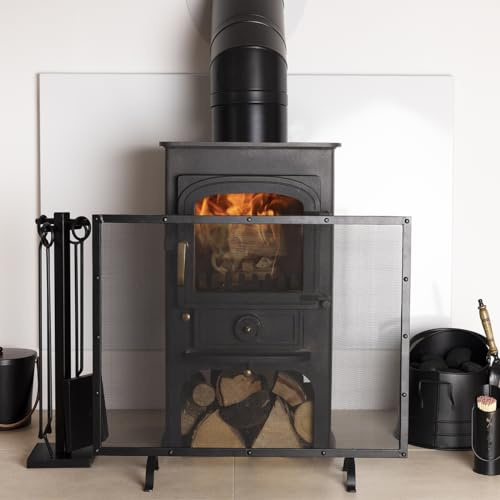 Charles Bentley Aspen Iron Fireguard, Black, H61 x L73 x D19 cm