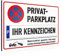 PRINTINO® Privatparkplatz Schild mit Wunschtext, Parkplatzschild aus Alu mit Namen oder Kennzeichen selbst gestalten - Alu-Verbund 30x20 cm 4mm stark, widerrechtliches Parken verboten Hinweis