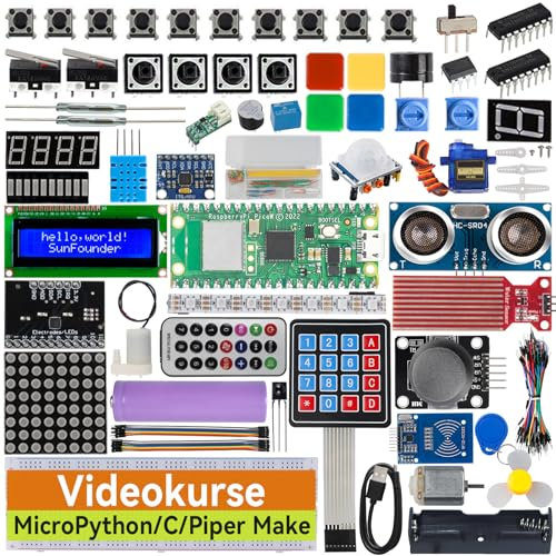 SUNFOUNDER Ultimate Starter Kit für Raspberry Pi Pico W mit Online-Tutorials, 454 Artikeln, 117 Projekten, Piper Make und C/C++,MicroPython, (Kompatibel mit Arduino IDE)