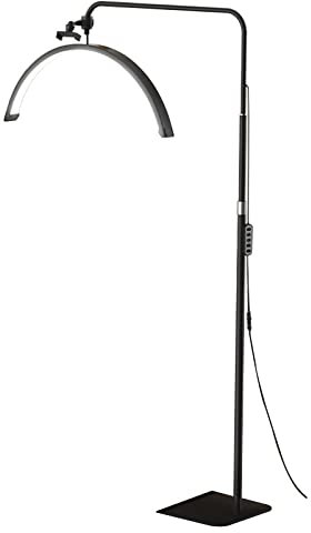 Lampada Da Terra Per L'estensione Delle Ciglia, Luce Di Bellezza Mezzaluna LED Per Ciglia, Lampada Per Massaggi E Relax, Dimmerabile 3200K-5600K Con Altezza Regolabile Con Supporto Per Telefono