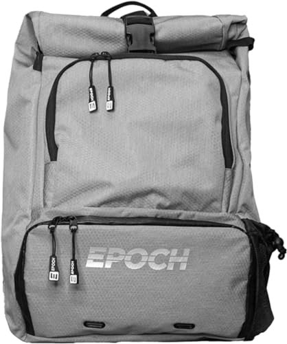EPOCH LACROSSE - E-Pack Rolltop Bag, Lacrosse Rucksack mit Stockhalter, ultimativer Rucksack und Seesack für Lacrosse, Arbeit oder Reisen (grau)