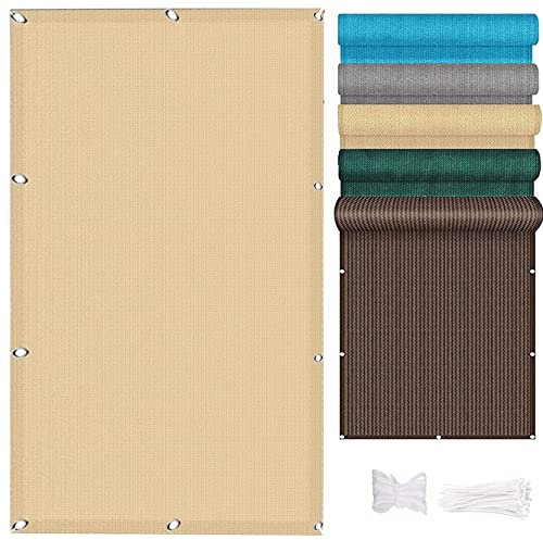 AMZYU Balkonsegel Terrasse Garten 55 x 400 cm Sichtschutzzaun Wind- und UV-Schutz mit Ösen, Nylon Kabelbinder und Kordel für Terrasse Outdoor, Sandgelb