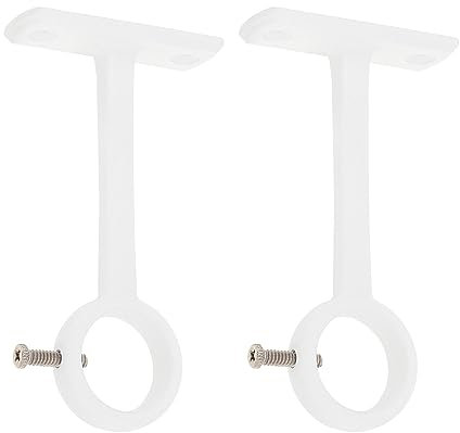 HOJLKLD Curtain Rod Brackets, 2 Pieces Aluminium Ceiling Curtain Rod Bracket for 20 mm to 25 mm Curtain Rod Accessory (White)