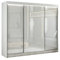 ALTDECOR Kleiderschrank mit Lacobel-Schiebetüren, kugelgelagerte Führungsschienen und Aluminium- Leisten, LED-Beleuchtung (weiß + 16 Farben) und Fernbedienung - PEKA - 250 cm Weiß/Weiß