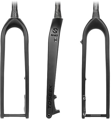 BUCKLOS 1-1/8 26/27.5/29” Rigid Full Carbon MTB Front Fork, 15 * 110mm Thru Axle, 28.6mm Threadless Tapered Steerer Ultralight 3K T800 Disc Brake Mountain Bike Front Forks Internal Routing
