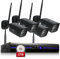 REIGY 5MP WLAN Überwachungskamera Set Aussen mit Flutlicht und 2TB Festplatte, 10CH Funk NVR Überwachungssystem +4x1920P Kamera Drahtlos, Zwei-Wege-Audio Bewegungserkennung Schwarz