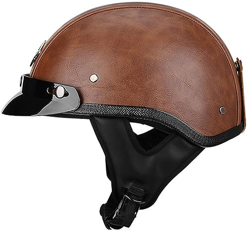 Vintage Mezzo Casco Da Motociclista Caschi Jet Demi Con Parasole A Scomparsa Portatile Casco Scodella,ECE Omologato Per Scooter Ciclomotori 2,M