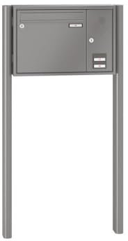RENZ/Quadra/Freistehende Briefkastenanlage Standbriefkasten/RAL-Farbe 9007 Volumen 1/zum Einbetonieren/Sprechsieb rechts/Dein-Briefkasten.de