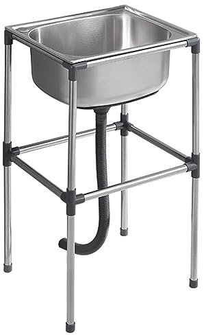 Fregadero de Cocina Independiente, Industriales Fregadero de Acero Inoxidable, Fregadero de Un Seno, Lavabo de Mano para Lavandería, para Exteriores, Interiores, Patio Trasero, Garaje (Size : 37x31x7