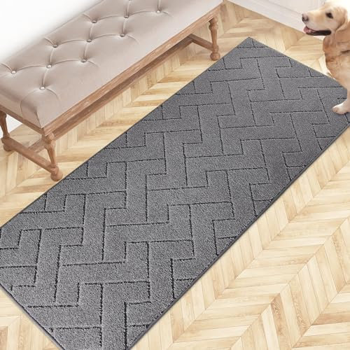 FCSDETAIL Schmutzfangmatte Innen 60 x 150 cm, rutschfeste Fußmatte, waschbar Sauberlaufmatte, absorbierend Fussmatte, Läufer Teppich für Hund, Eingang, Haustür, Flur, Küchen