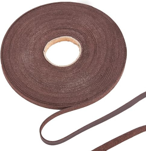 GORGECRAFT 10m Weiches Lederband 8mm Breit Litschi-Genarbtes Kunstleder-Besatzband PU-Lederstreifen Flache Lederschnur Schnur Für Heimwerker Gürtel Armbänder Schmuckherstellung Kokosnuss Braun