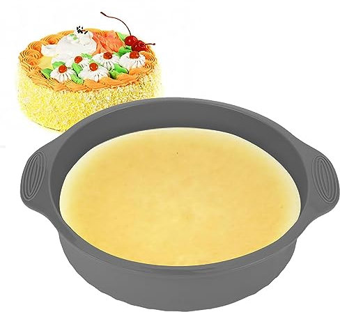 Torta Rotonda 9 Pollici, Forma Rotonda Teglia Stampo per Torta Torta in Silicone Vari Teglia Design Ondulato per Forno Microonde Frigorifero Lavastoviglie (GREY)