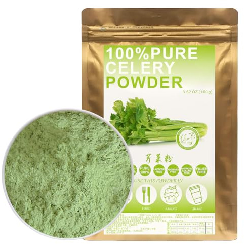 100% Natural Pure Celery Powder 100g/3.52oz 芹菜粉 poudre de jus de céleri pour smoothies, shakes, pâtisseries et boissons, thé | poudre de jus Vert, poudre verte, sans conservateur