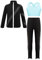 iiniim Kinder Mädchen Trainingsanzug Eiskunstlauf Anzug Glitzer Strass Langarm Sweatjacke + Hose Sport Leggings Yoga Gym Eislaufen Tanzkleidung Hellblau Schwarz 134-140