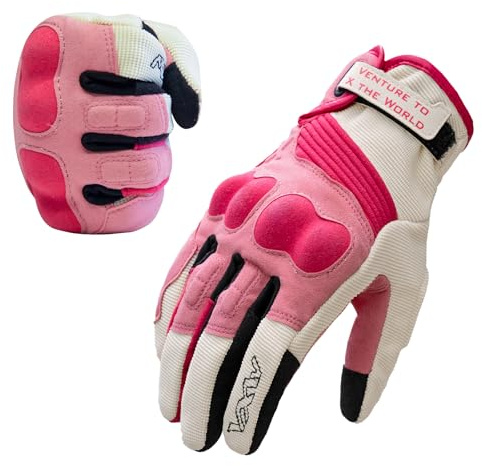 VXW Motorcycle Gloves for Women - with Palm Sliders & Full Finger Touchscreen Design, High-Speed Sports Gear for MTB/ATV/BMX/Motocross/Racing/Dirt Bike Gear(Small, Red)