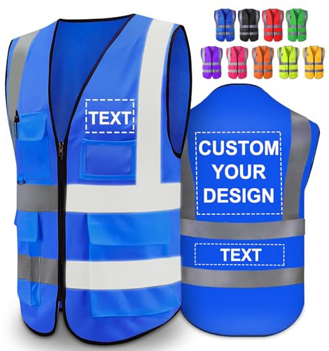 Greaxid Personalisierbar Sicherheitsweste für Herren Damen Hohe Sichtbarkei Reflektierende Schützende Arbeitskleidung für Bau Outdoor, S ~ 5XL