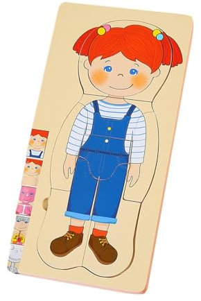 perfk Puzzle-Kinderspielset, Menschlicher Körper-Puzzle, Mein Körper-Puzzle aus Holz für 4+ Jahre, Mädchen