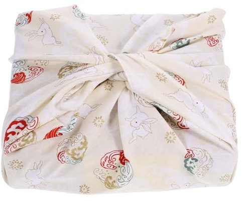 LOGOFUN Japanese Handkerchief Bento Wrapping Cloth Japanese Style Gift Box Packaging Cloth Lunch Bandana Cover Bag for Bento Decor - Apricot (45 * 45cm)