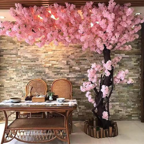 Realistico albero ciliegio artificiale, albero desideri fiori pesco rosa per matrimoni e decorazioni per casa, splendida decorazione floreale seta Sakura finta fatta mano,Extended-2x2m/6.6x6.6ft