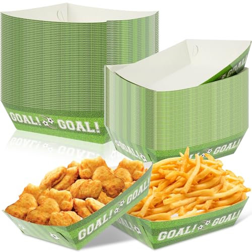 100pcs Football Food Tabletts wasserdichte öldichte Rugby-Lebensmittel-Teller Paper Rugby Party Lieferungen Mehrzweck-Snack-Papier für Fußballparty Gefälligkeiten für Fußballparty Dekor 18x15.5x6cm xi