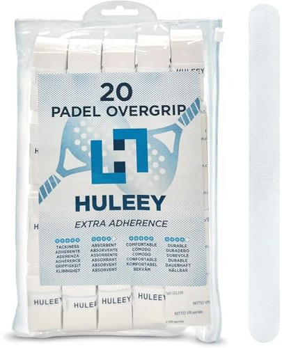 HULEEY Overgrips Pádel Extra Adherente-Grip Pádel Perforados-Antideslizante-Super AbosOvergrips Tenis-Reduce Las Vibraciones-Incluye Protector Pala Transparente, Packs de 6/12/20/60,