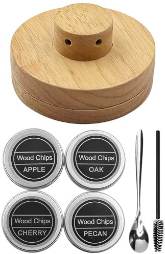 Tiardey Kit Fumoir Cocktail avec 4 Copeaux de Bois Kit Fumoir Whisky pour Cocktails Vin Whisky Bourbon