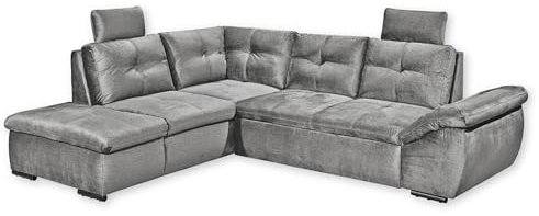 Stella Trading ALIJA Ecksofa mit Schlaffunktion in Grau - Moderne Eckcouch mit Bettkasten und verstellbaren Armlehnen - 265 x 84 (107) x 217 cm (B/H/T)