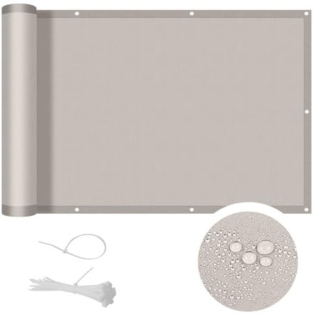 COOL AREA Brise Vue Balcon 90x200cm PES,Imperméable à l'eau, Protection UV,Protection de la Vie privée des balustrades de Balcon,Taupe