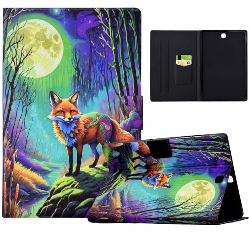 Mldjomid Funda para Samsung Galaxy Tab A 9.7(SM-T550/SM-T555) Carcasa Cuero PU Flip Tablet Case Cover con Ranura para Tarjetas y Función de Soporte para Samsung Galaxy Tab A 9.7 Pulgadas,Fox Moonlight