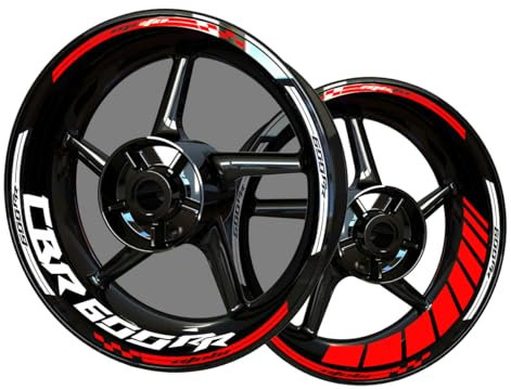 Adesivi riflettenti in vinile per bordo di cerchi da moto, adesivi kit per Hon&da CBR 600RR, strisce cerchione moto completo per 2 ruote cerchi da 17 (arancione+bianco)
