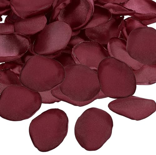 PATIKIL Silk Rose Petals, 200 Pcs Artificial Flower Petals Fake Rose Petals for Wedding Aisle Scatter Bridal Shower Table Decor Romantic Night Decoration, Wine Red