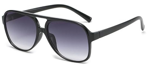 JCTAIFOO Mode Rechteckige Sonnenbrille Herren Damen, Vintage 70er Quadratisch Brille, Retro Oval Sonnenbrille Schwarz/Grau Gradient