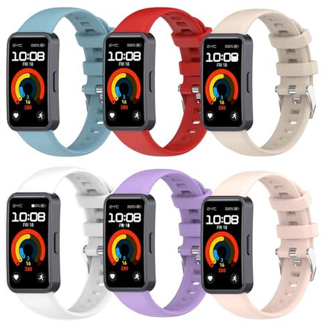 SenMore 6 Correas Compatible con Huawei Band 9/Huawei Band 8, Ajustable Deportiva Pulsera de Silicona Suave de Repuesto para Huawei Band 9/8.