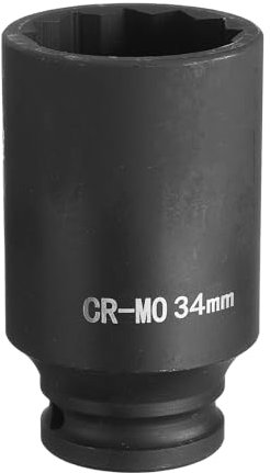 sourcing map Douille à choc profonde à 12 pans 1/2 34 mm métrique en alliage d'acier chromé molybdène