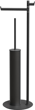 DAZI Klobürste Schwarz Multifunktionaler, Matt-schwarzer klopapierhalter aus Edelstahl mit Bürste, toilettenpapierhalter stehend mit Reinigungszubehörhalter