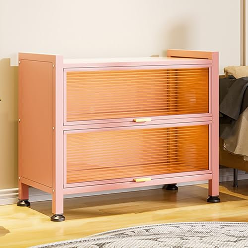 Libreria Scaffale con Anta a Ribalta Che Spinge Verso L'interno, Libreria Verticale, Scaffale da Soggiorno con Pannelli Posteriori, Dispensa da Cucina, Vetrina, Libreria da Pavimento e Armadietti(Pink