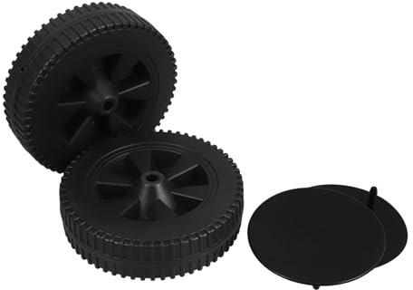 KONTONTY 2pcs 7-inch Plastic Grill Cart Wheels Black Covers Gas Bbq Grill Replacement Wheels for Lawn Mower and Beach Cart Sturdy Trolley and Bbq Parts