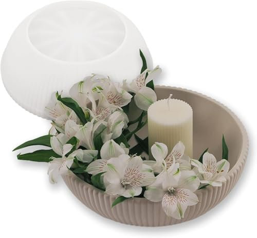 Silikonform Schale mit Gestreifter Textur (20x7cm) – BPA-freie Gießform für Epoxidharz, Kerzen & Schokolade | Hitzebeständig bis 250°C, Silikon Gießform, Lebensmittelecht & Spülmaschinenfest (K)