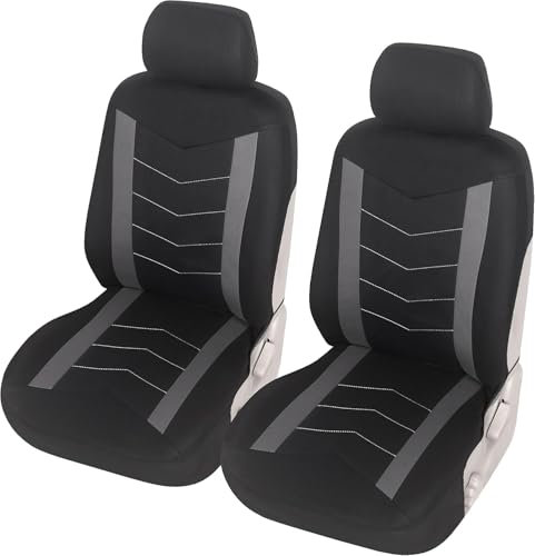 Upgrade4cars Autositzbezüge Set für die Vordersitze Grau | Auto-Schonbezüge Universal Schwarz Auto-Sitzbezug Sommer Winter | Autozubehör Innenraum | Geschenke für Frauen und Männer